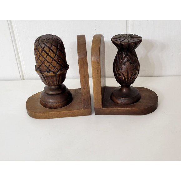 Unbranded Other - Wood Bookends with Pineapple Finials